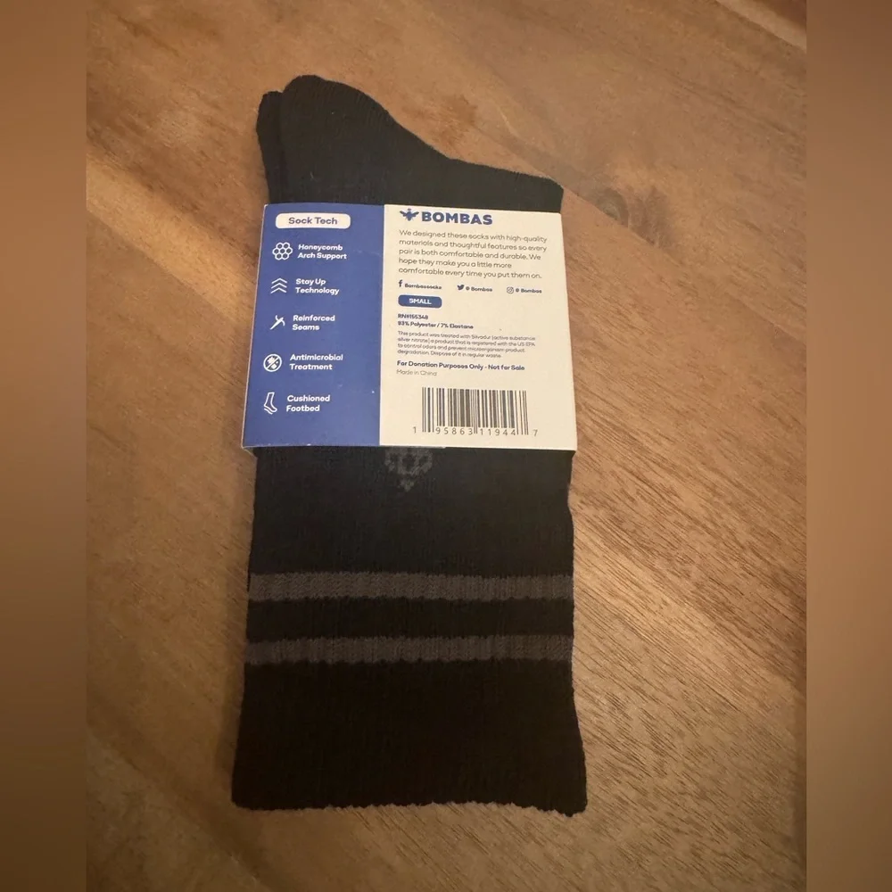 Bombas Black Gray Socks Men's Women's
